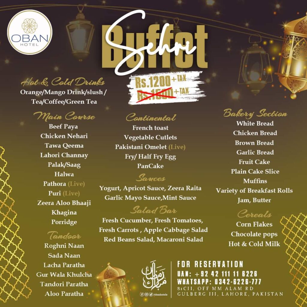 Best Iftar Buffet In Lahore Budget Friendly